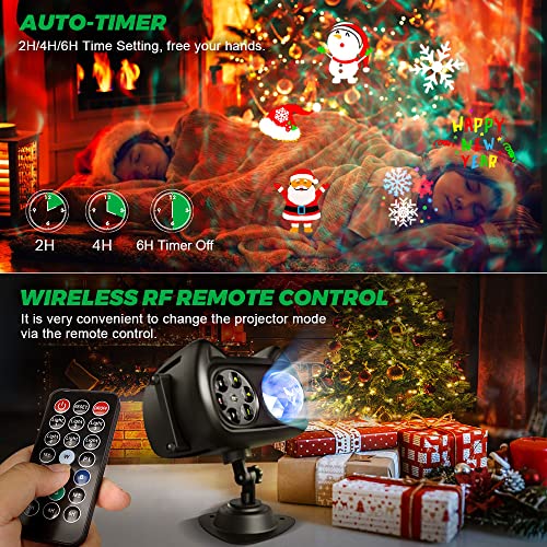 Christmas Projector Lights Outdoor 2 in 1 Ocean Wave Snowflake Projector Holiday Projector Lights Outdoor Light Projector for House Waterproof with Remote Control for Christmas Outdoor Decorations