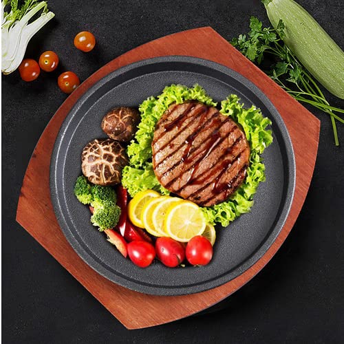 YYJINGYOU Skillet with Cast Iron Round Home Restaurant Rotisserie ((Plate + Iron) 19cm)