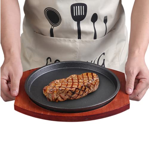 YYJINGYOU Skillet with Cast Iron Round Home Restaurant Rotisserie ((Plate + Iron) 19cm)