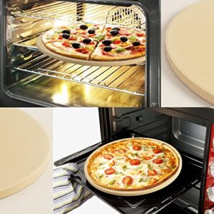 homEdge Pizza Stone Set, Heavy Duty Round Cordierite Baking Stone for Bread, Pizza, Thermal Shock Resistant Cooking Stone with Bamboo Pizza Peel Paddle for Oven and Grill-12 Inches (Diameter)