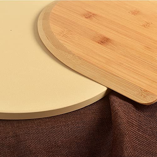 homEdge Pizza Stone Set, Heavy Duty Round Cordierite Baking Stone for Bread, Pizza, Thermal Shock Resistant Cooking Stone with Bamboo Pizza Peel Paddle for Oven and Grill-12 Inches (Diameter)
