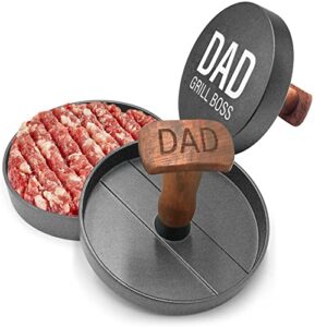 galvanox grilling gift for dad, non-stick hamburger press patty maker, aluminum bbq burger mold “dad grill boss” for fathers day/birthday boxed