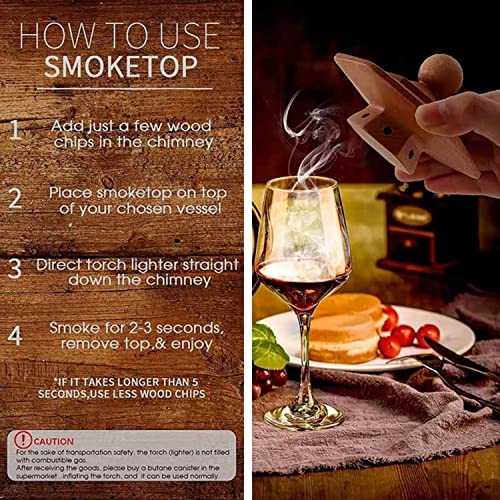 Smoker Whiskey Smoker Kit with Torch，Droyek Six Flavors of Wood Smoker Chips with Exquisite Packaging, Drink Smoker Kit Infuse Whiskey and Bourbon. Gift for Dad & Husband & Friend (No Butane)