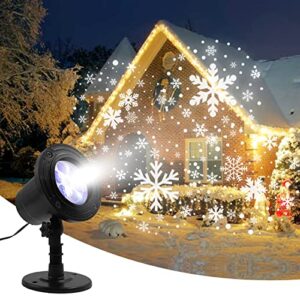 christmas projector lights outdoor – christmas snowflake projector lights with waterproof plug in moving effect wall mountable for garden ballroom, party, halloween, holiday