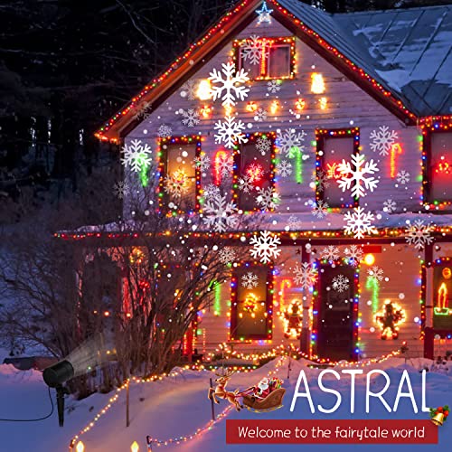 Christmas Projector Lights Outdoor, Led Snowflake Projector Lights Waterproof Plug in Moving Effect Wall Mountable Snowfall Lights for Christmas Holiday New Year Indoor Home Party Decoration Show