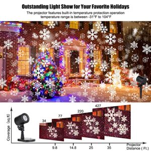 Christmas Projector Lights Outdoor, Led Snowflake Projector Lights Waterproof Plug in Moving Effect Wall Mountable Snowfall Lights for Christmas Holiday New Year Indoor Home Party Decoration Show