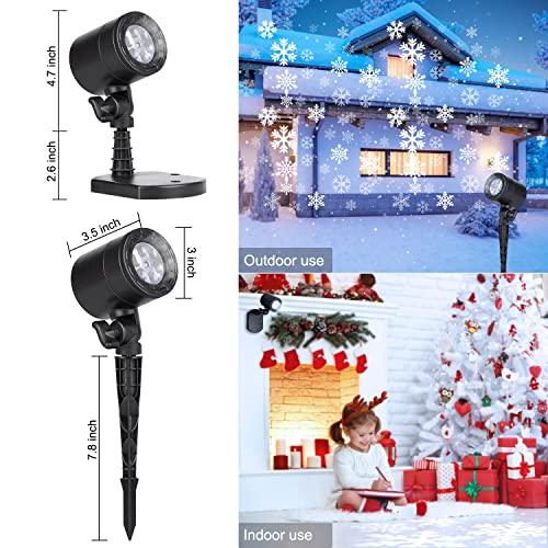 Christmas Projector Lights Outdoor, Led Snowflake Projector Lights Waterproof Plug in Moving Effect Wall Mountable Snowfall Lights for Christmas Holiday New Year Indoor Home Party Decoration Show