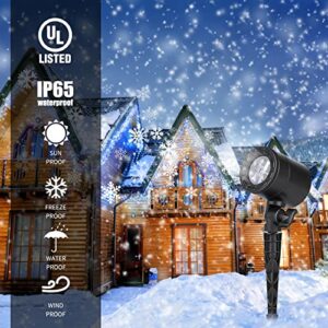 Christmas Projector Lights Outdoor, Led Snowflake Projector Lights Waterproof Plug in Moving Effect Wall Mountable Snowfall Lights for Christmas Holiday New Year Indoor Home Party Decoration Show