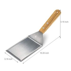 Barbecue Turners with Acacia Wood Handle, Professional Stainless Steel 4-Piece BBQ Grilling Cooking Spatula Set