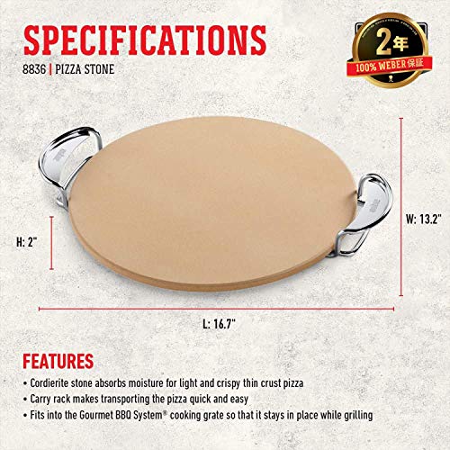 Weber Gourmet BBQ System Pizza Stone with Carry Rack,16.7" Long