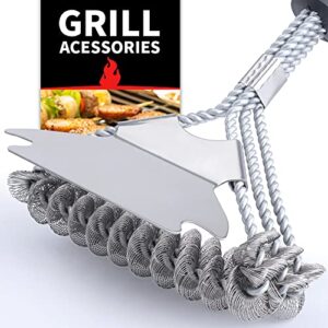 Mirror Flower Grill Brush and Scraper Bristle Free - Heavy Duty 18" Grill Cleaner Brush Bristle Free & Grill Scraper - BBQ Accessories Grill Brush for Outdoor Grill - BBQ Brush–Gifts for Grill Wizard