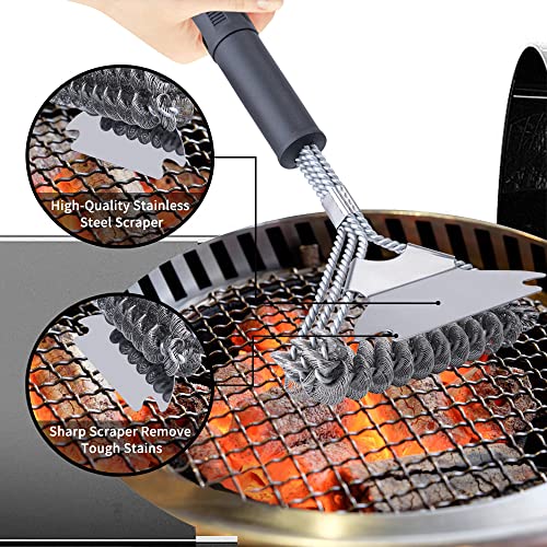 Mirror Flower Grill Brush and Scraper Bristle Free - Heavy Duty 18" Grill Cleaner Brush Bristle Free & Grill Scraper - BBQ Accessories Grill Brush for Outdoor Grill - BBQ Brush–Gifts for Grill Wizard