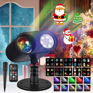 halloween christmas projector lights outdoor, 2-in-1 holiday decorations projector lights, 20 hd effects 3d aurora & patterns waterproof with remote control timer for xmas halloween decor party