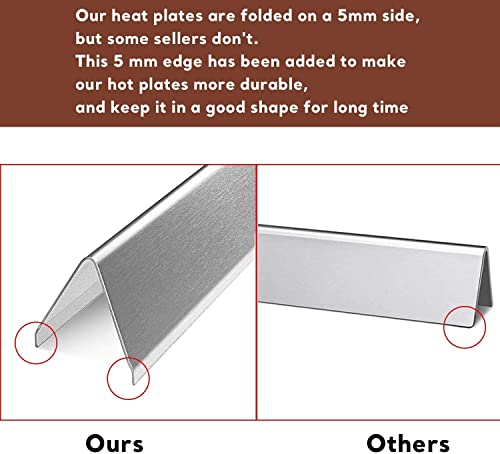 QuliMetal Stainless Steel Flavor Bars and Heat Deflector for Weber Genesis 300 Series Grills (2011-2016), 17GA, Stainless Steel, Replacements for Weber 7620 7621 65505 7622