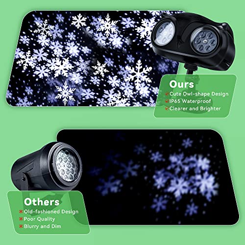 Christmas Snowflake Projector Lights Outdoor White LED Snowfall Christmas Lights Waterproof Snow Flurries Landscape Decorative Lighting for Xmas Holiday Party Garden Patio Indoor Home Decoration