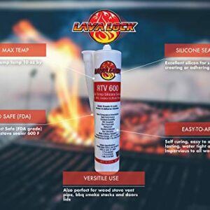 LavaLock RTV High Temp BBQ Smoker Sealer Gasket Adhesive 10 oz Cartridge (600 F - Red)