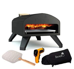 bertello outdoor pizza oven + pizza peel + weatherproof cover + therm – combo