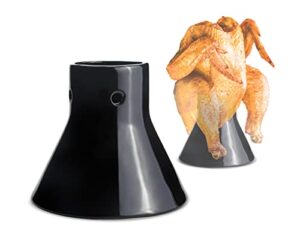 bonpaz 2pack ceramic beer can chicken holder for grill, upright chicken roaster rack, grilling accessories – chicken throne for smokers, non-stick beer butt chicken stand, kamado joe bbq accessories
