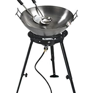 Eastman Outdoors 37212 Outdoor Gourmet 22 Inch Carbon Steel Wok Kit,Black & Steel