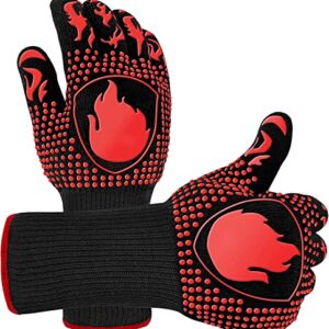 weeee BBQ Gloves, Heat Resistant Oven Mitts Grilling Gloves - 1472℉ Extreme Heat Resistant, Oven Gloves Silicone - Cooking Gloves for Grilling, BBQ, Baking, Welding (A Pair)