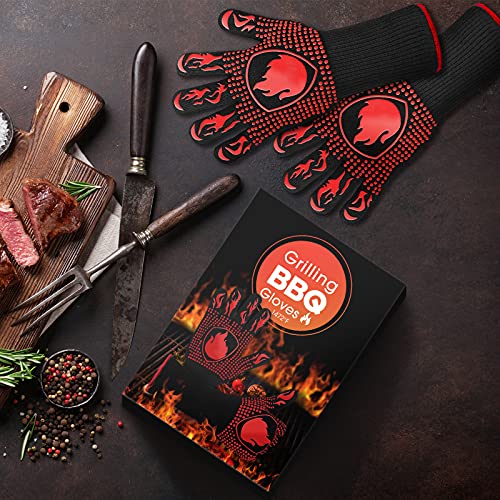 weeee BBQ Gloves, Heat Resistant Oven Mitts Grilling Gloves - 1472℉ Extreme Heat Resistant, Oven Gloves Silicone - Cooking Gloves for Grilling, BBQ, Baking, Welding (A Pair)