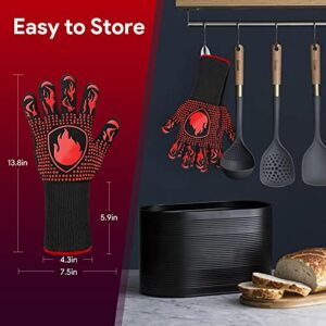 weeee BBQ Gloves, Heat Resistant Oven Mitts Grilling Gloves - 1472℉ Extreme Heat Resistant, Oven Gloves Silicone - Cooking Gloves for Grilling, BBQ, Baking, Welding (A Pair)