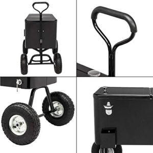 VINGLI 80 Quart Wagon Rolling Cooler Ice Chest, w/Long Handle and 10" Wheels, Portable Beach Patio Party Bar Cold Drink Beverage, Outdoor Park Cart on Wheels (Black-Wagon)