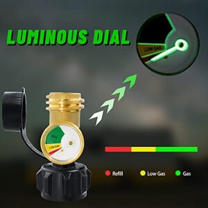 LONGADS Propane Tank Gauge Level Indicator Leak Detector for 5lb-40lb Propane Tanks, Propane Gas Pressure Meter Universal for RV Camper, Cylinder, BBQ Gas Grill, Heater and More Appliances