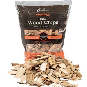 camerons all natural cherry wood chips for smoker -260 cu. in. bag, approx 2 pounds- kiln dried coarse cut bbq grill wood chips for smoking meats – barbecue smoker accessories – grilling gifts for men
