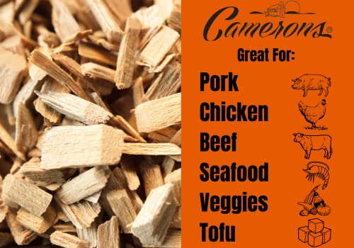 Camerons All Natural Cherry Wood Chips for Smoker -260 Cu. In. Bag, Approx 2 Pounds- Kiln Dried Coarse Cut BBQ Grill Wood Chips for Smoking Meats - Barbecue Smoker Accessories - Grilling Gifts for Men