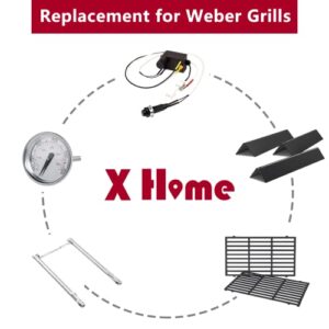 X Home Grill Grates Replacement for Weber Spirit E-210 S-210, Spirit 200 Series (Front-mounted Control) Gas Grill Replacement Parts, Cast Iron, 17.5 x 10.2 Inch, 2-Pack