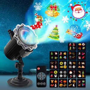 joy spot! christmas projector lights for outdoor, moving patterns landscape lights with remote control, waterproof ocean wave led for christmas, thanksgiving, halloween, easter, new year (18 slides)