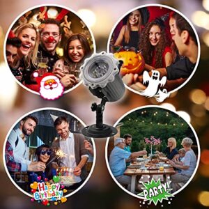 JOY SPOT! Christmas Projector Lights for Outdoor, Moving Patterns Landscape Lights with Remote Control, Waterproof Ocean Wave LED for Christmas, Thanksgiving, Halloween, Easter, New Year (18 Slides)