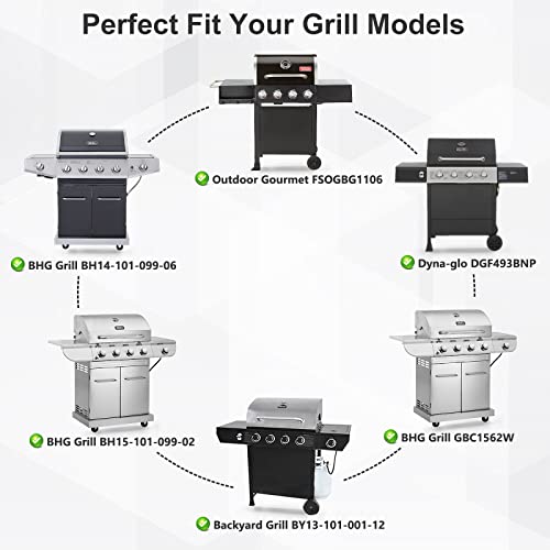 Yiming Grill Replacement Parts for Dyna-Glo DGF493BNP, DGF510SBP, Stainless Steel Grill Heat Plate Shields for Backyard BY15-101-001-02, BY13-101-001-13, GBC1460W.