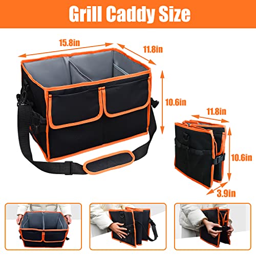 Amerbro Large Grill Caddy with Paper Towel Holder - BBQ Caddy Organizer for Utensil, Condiment - Easy Carry Picnic Caddy - Griddle Caddy for Camping, Travel, RV - 600D Waterproof Oxford Fabric