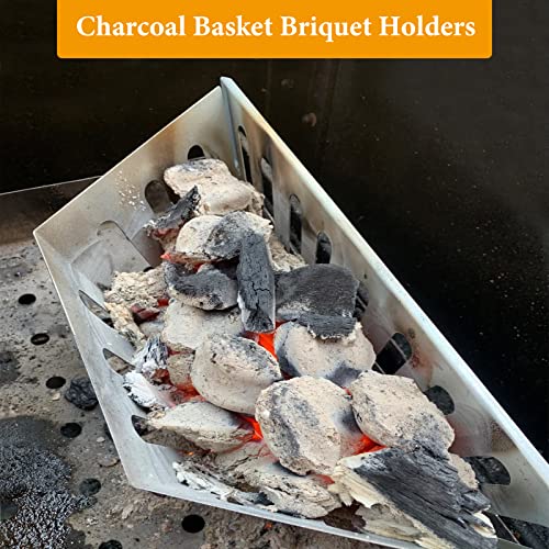 Charcoal Basket Briquet Holders/Ash Catcher and One-Touch Cleaning System Accessories for 22-1/2" Weber Kettle Grill,Replacement Parts for Weber Charcoal, Master Touch Series Grills,Stainless Steel