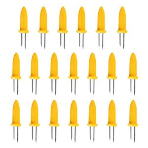 lasenersm 20 pieces corn holders stainless steel corn holders corn on the cob skewers bbq skewers for home cooking and bbq, yellow