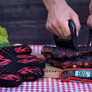 BBQ Gloves, Digital Meat Thermometer and BBQ Claws for Shredding Meat - Great Smoker Tools Accessory Set for Men, Fathers Day and Birthday