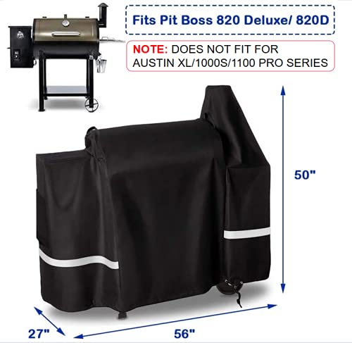 Uniflasy Grill Cover for Pit Boss 820 Deluxe, 820 Pro, 850 Pro Series Wood Smoker Pellet Grills Accessories, Cover for Pit Boss 820D, 820FB, 820PB, 820SP, 820SC, Heavy Duty Fabric Barbecue Grill Cover