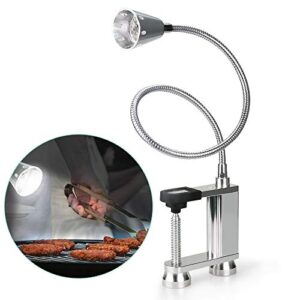 bbq grill light 12 led super bright, jhua 24 inch long flexible neck attaches clip on outdoor barbecue lamp with magnet, screw clamp for barbecue grilling, table or workbench – battery operated