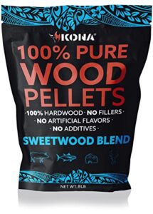 kona sweetwood blend smoker pellets, intended for ninja woodfire outdoor grill, 8 lb resealable bags