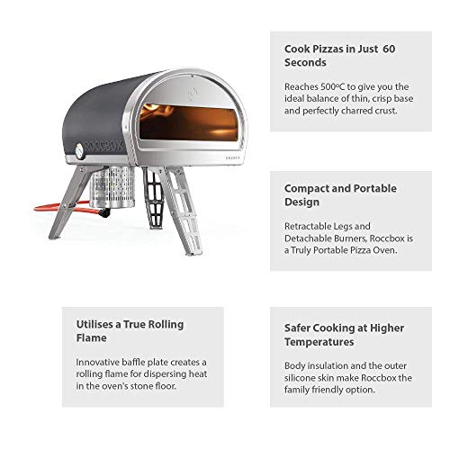 ROCCBOX Pizza Oven by Gozney - Outdoor Portable - Gas Fired, Fire & Stone Outdoor Pizza Oven, Includes Professional Grade Pizza Peel