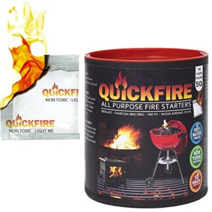 quickfire – firestarters voted #1 camping & charcoal bbq fire starter. burns up to 10 min at over 750° – 100% waterproof, odorless and non-toxic – 50 pack