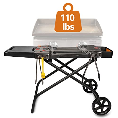 QuliMetal Portable Grill Cart for Weber Q1000, Q2000 Series Gas Grills and Blackstone 17” 22” Table Top Griddles, Portable Griddle Stand