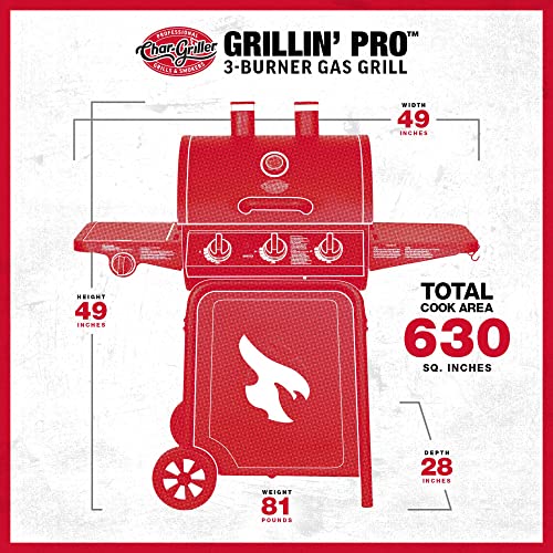 Char-Griller E3001 Grillin' Pro 40,800-BTU Gas Grill, Black