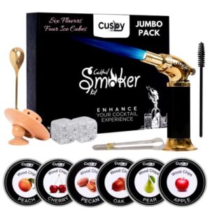 cuspy cocktail smoker kit with torch, gifts for him – 6 flavor wood chips – bourbon smoker, whiskey smoker kit, and old fashioned drink smoker kit, birthday gift(without butane)