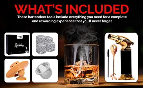 Cuspy Cocktail Smoker Kit with Torch, Gifts for Him – 6 Flavor Wood Chips – Bourbon Smoker, Whiskey Smoker Kit, and Old Fashioned Drink Smoker Kit, Birthday Gift(Without Butane)