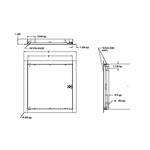 Acudor ED1616SCPC ED-2002 Metal Access Door 16 x 16, 18" Height