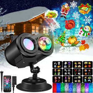 christmas projector lights outdoor, ocean wave waterproof holiday projector lights, 12 slides & 10 colors halloween lights projector with remote for thanksgiving birthday party decorations