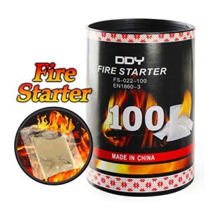 100 pack quick fire starters，wax cups waterproof, non toxic firelighter natural safe cubes burns up to 8 min at over 750° – 100%, perfect for fat wood stove campfire, start charcoal kit (style1)